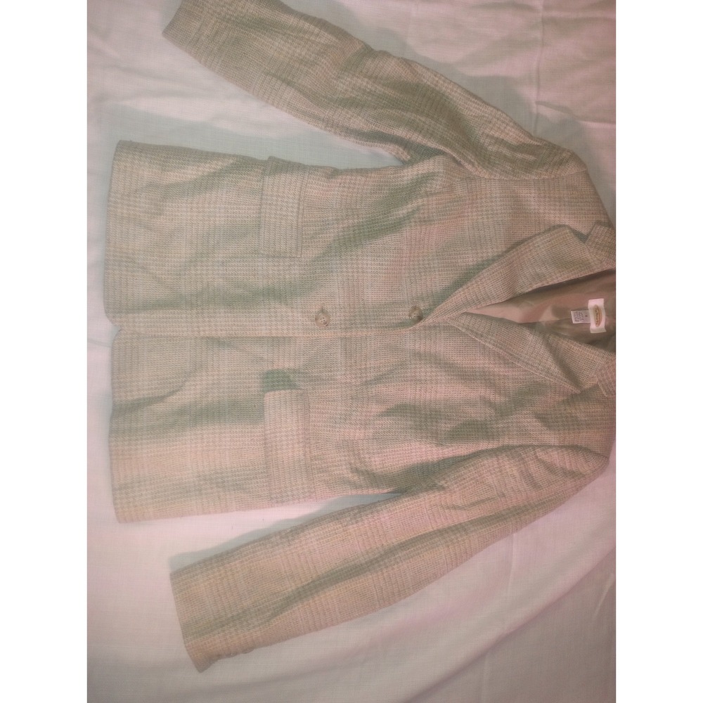 Talbots Pure Silk Tweed Blazer Beige,Green Size 6 2 Button Vtg